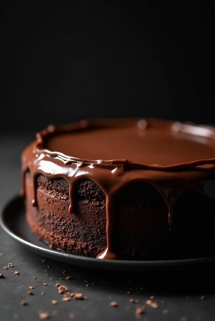 cinematic film still chocolate, chocolate cake, dark background, quality photo, moist texture, frosting, studio photo, slice . shallow depth of field, vignette, highly detailed, high budget, bokeh, cinemascope, moody, epic, gorgeous, film grain, grainy