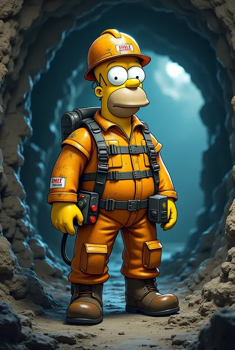 Homer in a miners suit