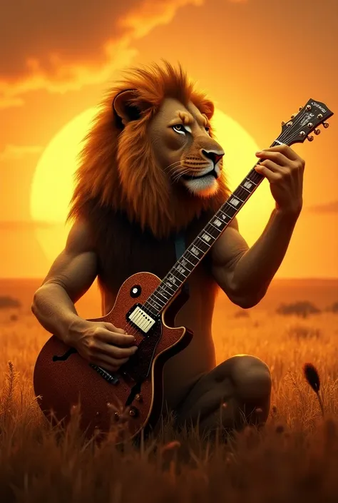 A lion with a guitar 