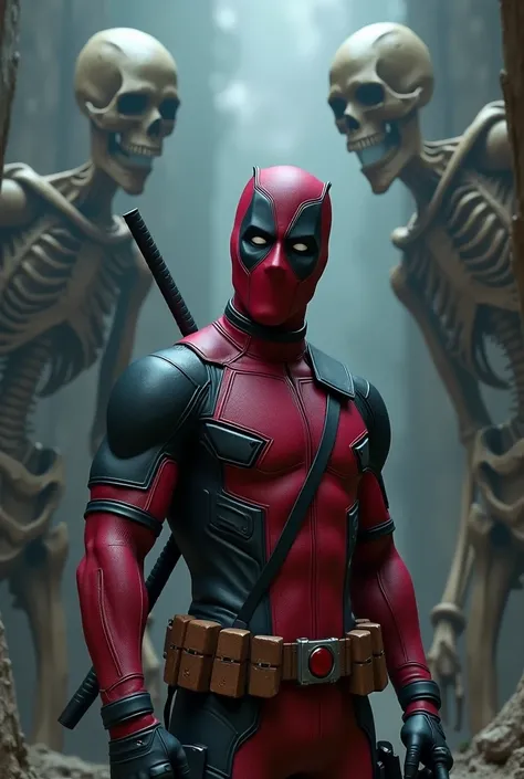 Deadpool on a dark skeleton 