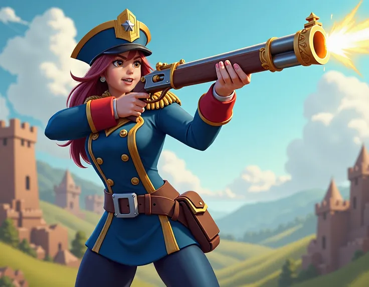 Create the musketeer from Clash Royale pointing her musket