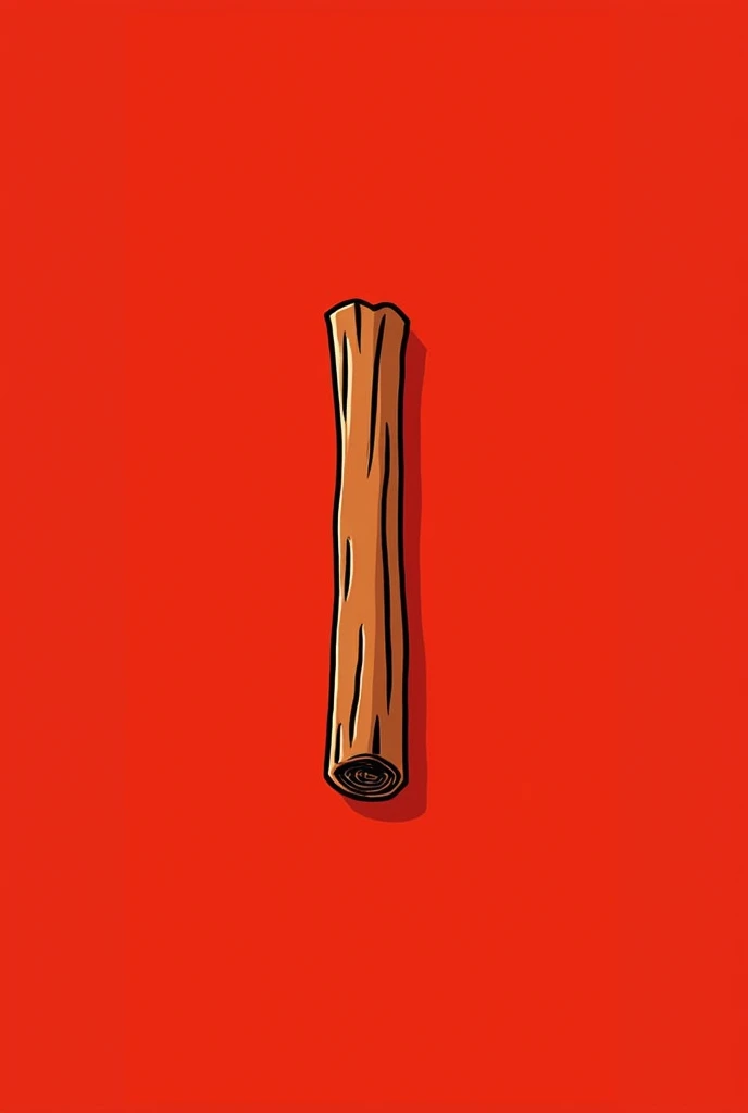 I want a logo centered on a single cinnamon stick in minimalist red color drawing as a simple icon plus simple