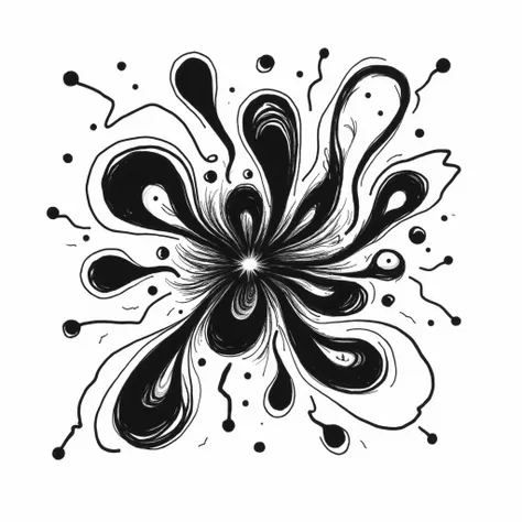 Create abstract doodle artwork, Black and white color