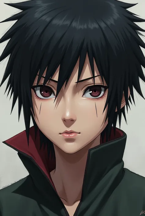  realistic child Sasuke with  small eyes 