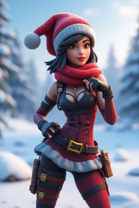 The Fortnite renegade with a Christmas hat