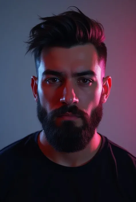 create an image of a young adult with a beard to be presented at an Esports competition