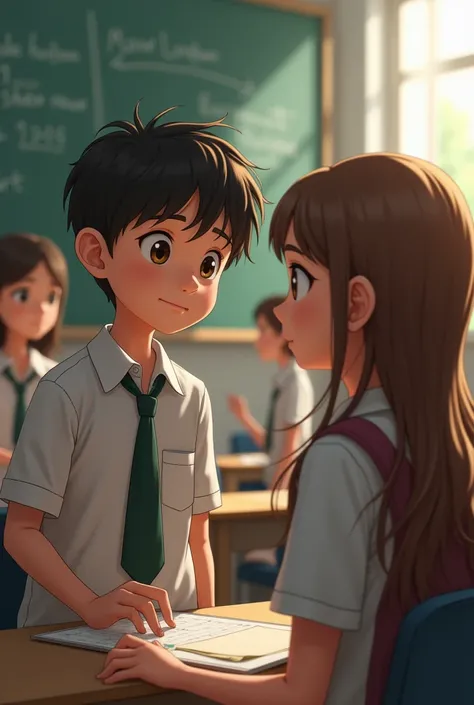 School boy looking at a girl