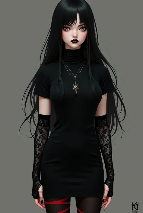 Mavis is a beautiful young vampire woman with a slim-yet-curvy figure, small fangs, pale-fair skin, light blue eyes and long black hair with V-shaped bangs and flipped-out ends. She also wore black lipstick, black nail polish and black eyeshadow around her...