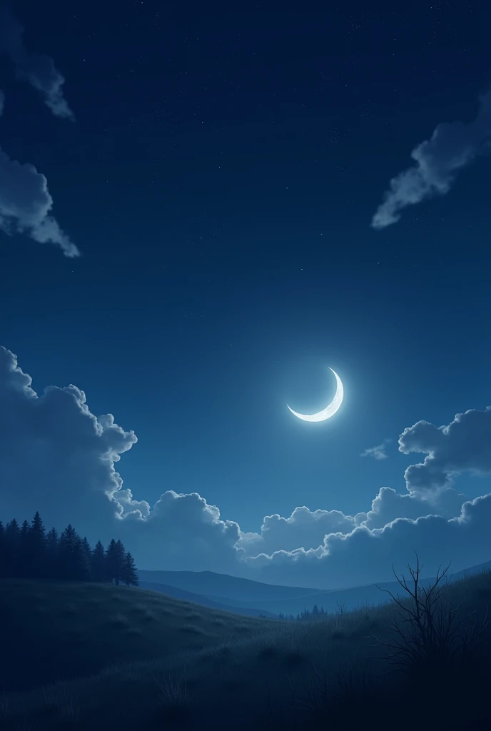 14th night of moon with clouds and stars in realistic 