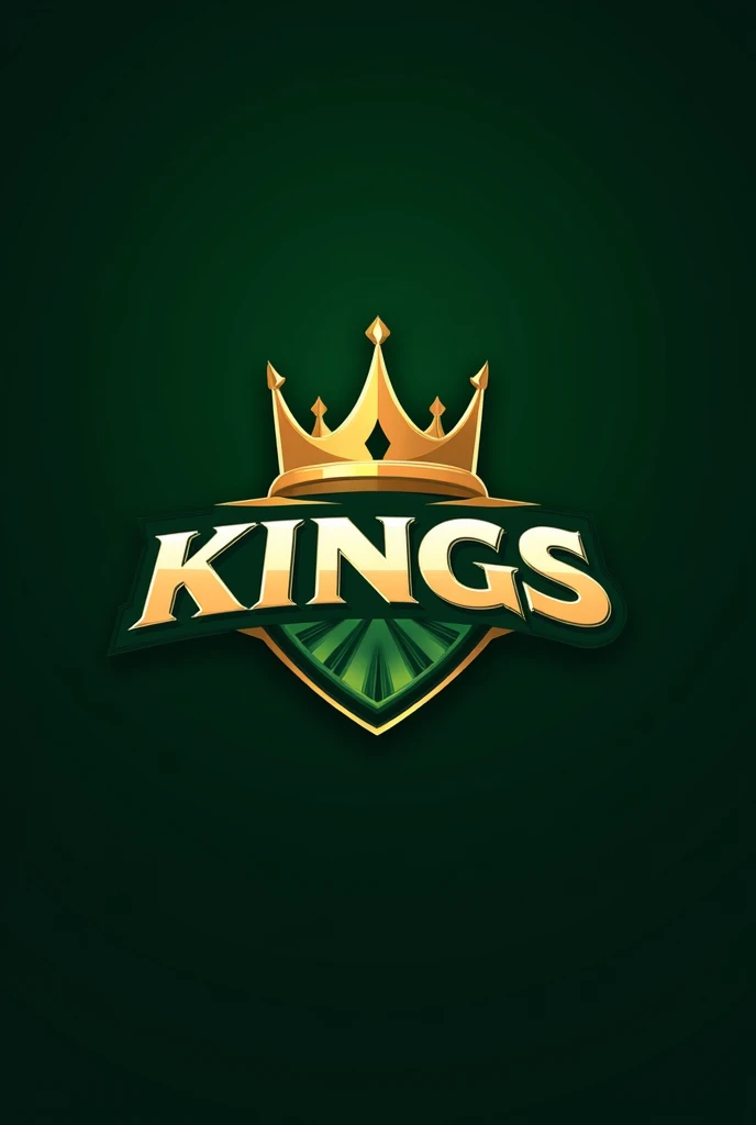 Create a logo for circket with text kings colour dark green 