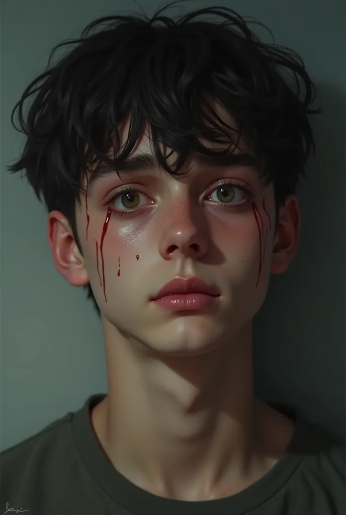 Realistic picture of an 18+ boy crying