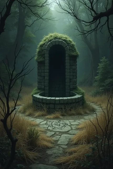 During a strange night in a dense forest, an old cursed well is discovered, with dry grass and strange images around it.