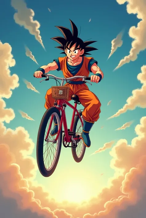 Son Goku riding a flying mamachari