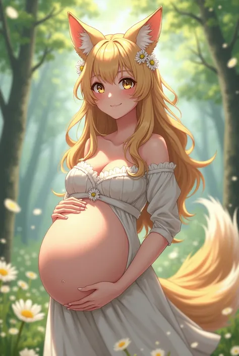 An extremely sweet kind tall talented pretty sweet beautiful cute and adorable pregnant anime wolf girl named Cindimonia and she has an extremely massive belly