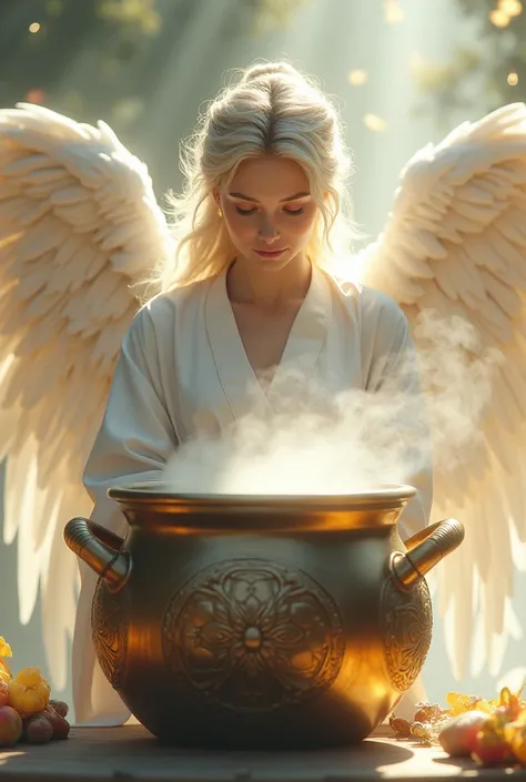 A female chef angel who boils the good deeds she has done in her cauldron and goes to heaven thanks to them
