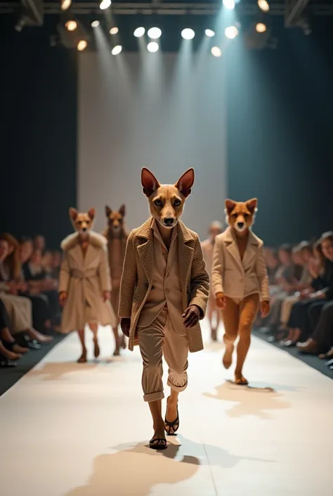 create a video of animals walking the Fashion Week catwalk with elegance and swagger