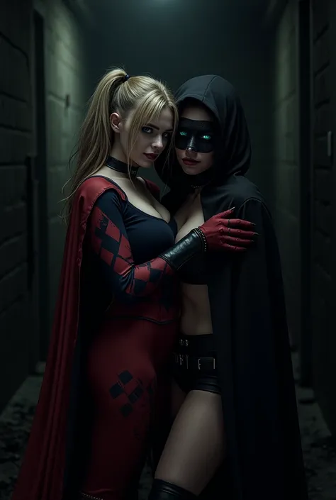 Harley Quinn and Raven hiding 