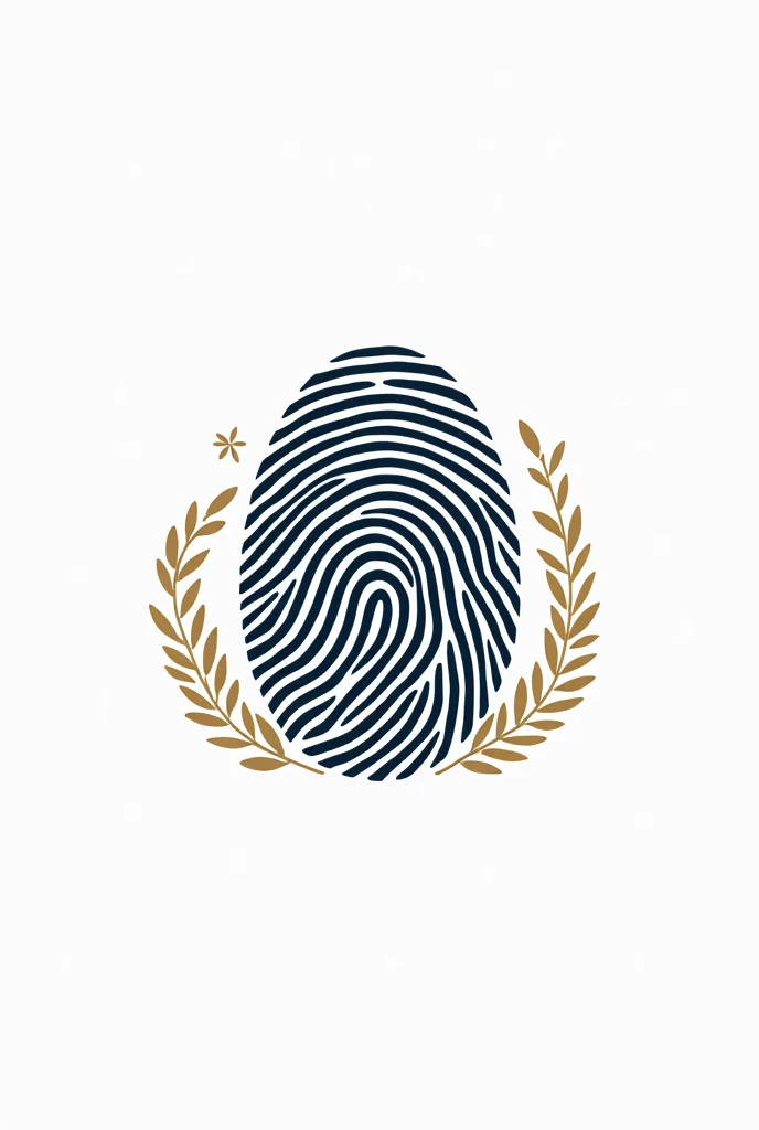 Slogan: A fingerprint with an elegant geometric design, with overlapping lines forming successive circles that express the continuous effect . . The fingerprint is in a full circle with gold or blue edges, with small lines that radiate from the fingerprint...