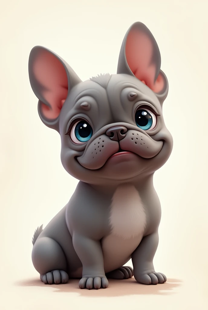 Frenchie, Gray,  blue eyes