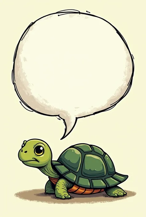 Make an image of a turtle and underneath it a comic book-style speech bubble but in white, Make the speech bubble connected from her mouth and face down to be used on Twitter so that it seems that the republication would be the speech of the turtle 