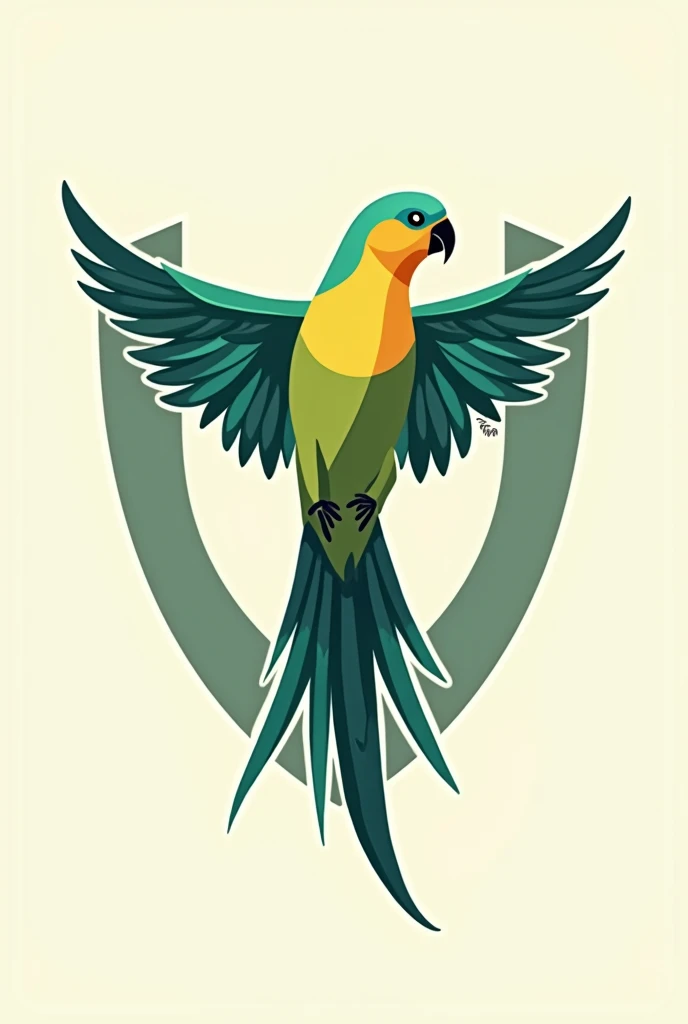 MINIMALIST SOCCER SHIELD WITH A PARAKEET AS THE MAIN ELEMENT