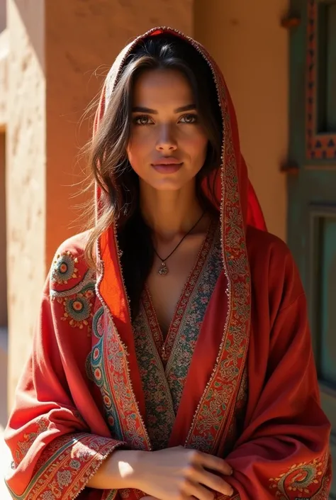 A woman wearing a Moroccan jalaba 