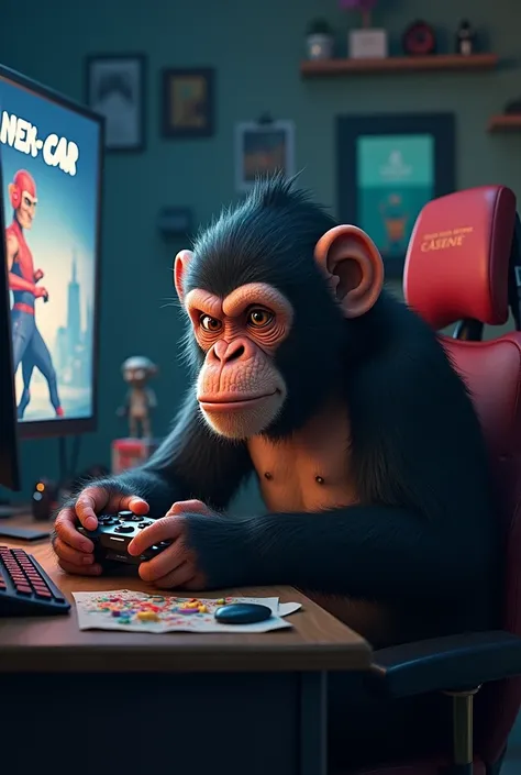 A serious gamer monkey