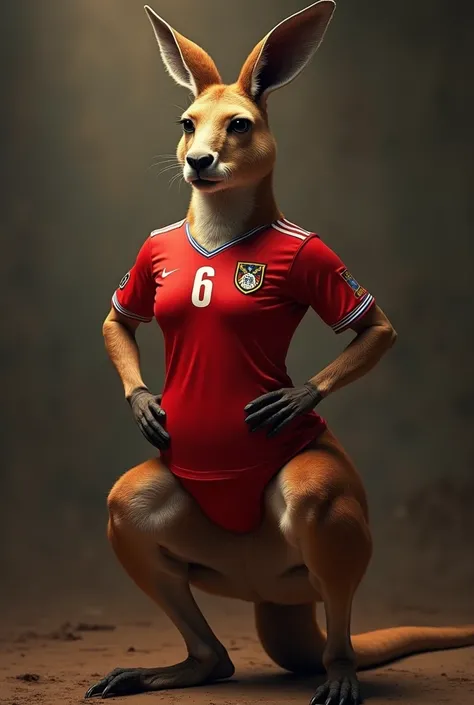 Sexy kangaroo with red Panama soccer shirt 