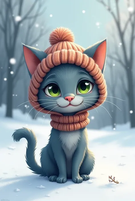 Russian blue cartoon thermal hat 