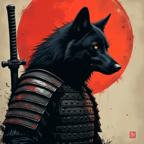 black wolf, samurai