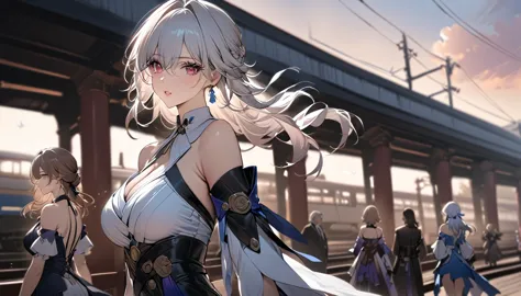 masterpiece, best quality, very aesthetic, absurdres,  mature_lady,5girls,(honkai: star rail\), honkai: star rail, long hair, wh...