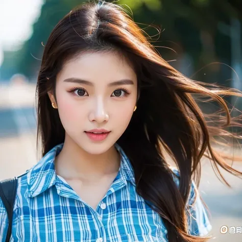  Asian women with a round face , Korean cosmetics ,Has a pinkish-red shiny skin.,Glowing Body , have a skin like shiny glazed tiles..,In a tight-fitting dress,Bright dark colors , Beautiful girl,   Ponytail,extra long hair, 2 meters , ผมยาว blows up in the...