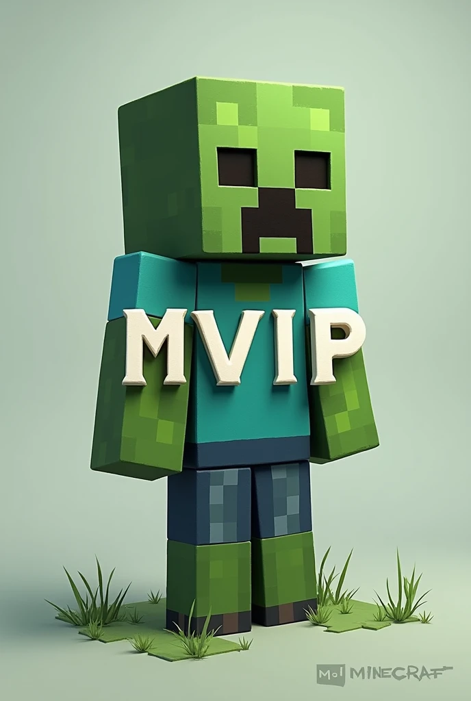 I want you to type MVIP on top of a random minecraft character