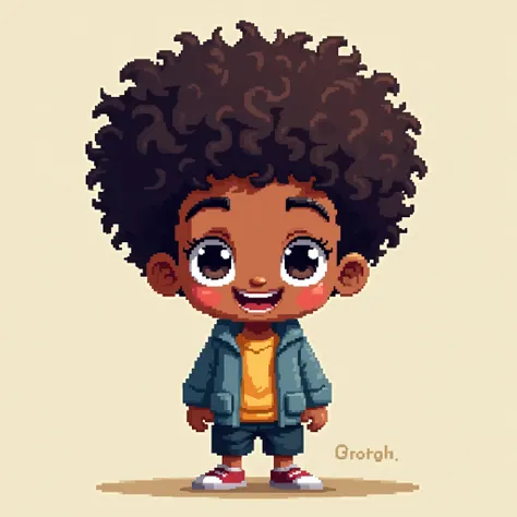 Afro boy in pixel art