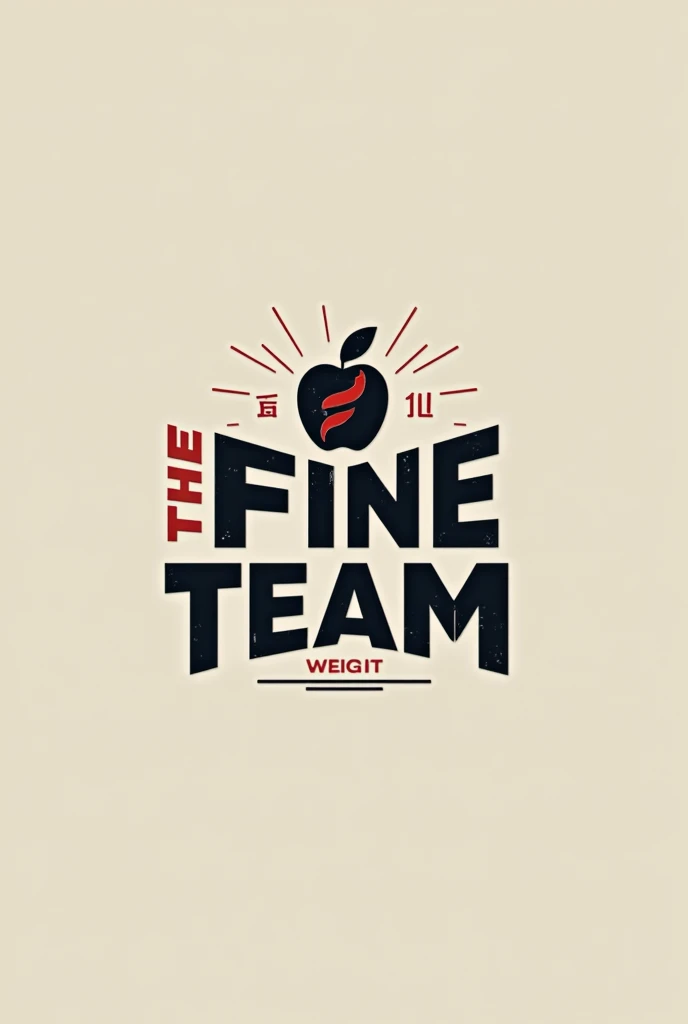 logo : “The fine team” use an apple for the logo and text neo retro