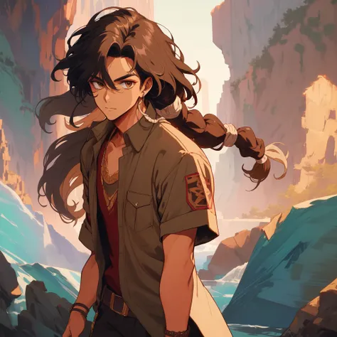  Best quality , A brown boy with dreadlocks facing forward at eye level ,