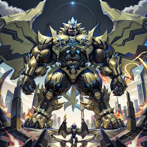 (masterpiece. official art. 8k. best quality. detailed full body. full body.)
(situation 1 : dominating zeraora. focus giant mec...