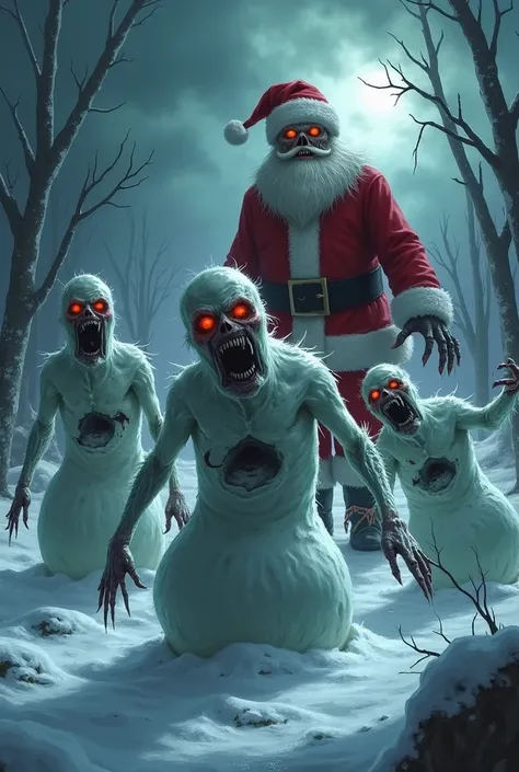 Zombie snowmen and zombie Santa Claus 