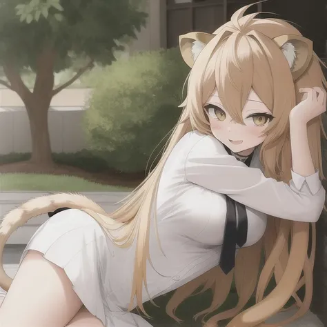 Sexy anime girl with lions ears and tail 