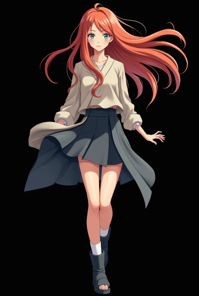 A beautiful standing, full-bodied girl named Mai Yamamoto ( FOURTEEN YEARS ).  Designed by manga artist Masashi Kishimoto, creator of the anime  "Naruto Shippuden" Exactly like in the anime . Smooth fire-colored hair with two white highlights highlighted a...