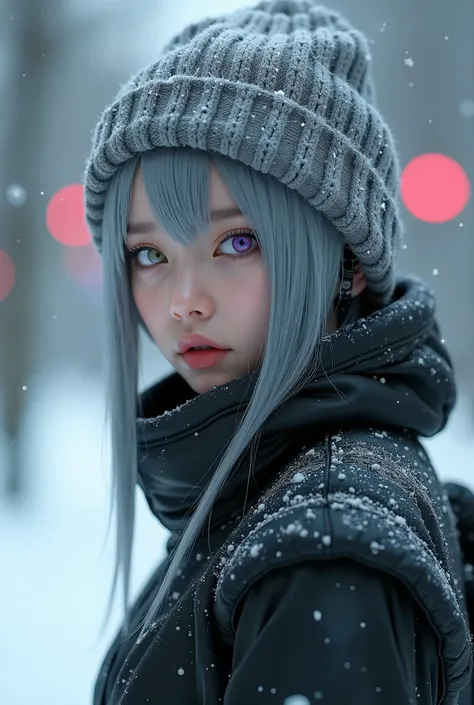 masterpiece, (Photorealsitic:1.4), Raw photo, Cyborg, winterwear, ash hair, winters day, 1 Cyborg Girl, ((super realistic details)), global　illumination, Shadow, octan render, 8k, ultrasharp, character edge light, boobs, Details of complex ornaments, Cybor...