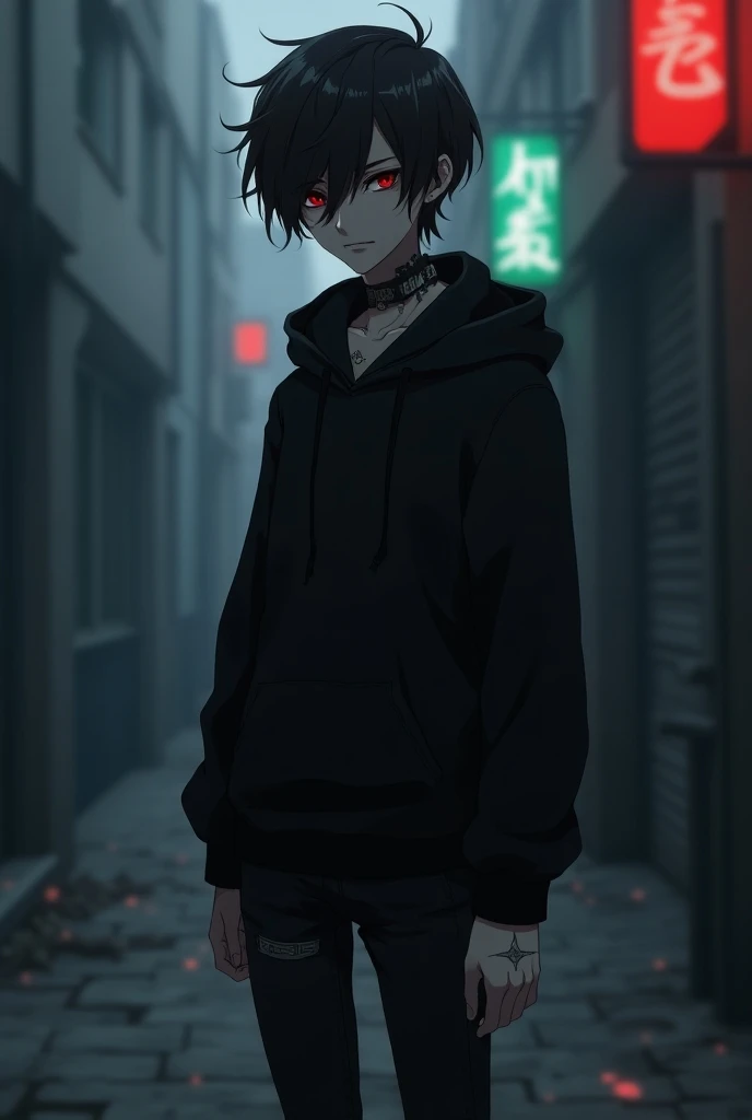 Create a boy with emo style in anime 