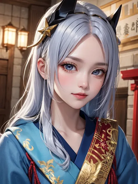 masterpiece， best quality，8k， detailed skin texture， Detailed Cloth Texture ，Beautifully detailed face， complex details， super detailed，Rei Ayanamiの肖像， Silver Hair，Red colored eyes， black headgear on the head,Pixieカット，Shining Skin Hair Ornaments, Gold Hair...