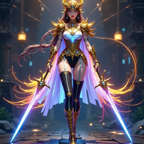 (((Vision))), (((Extra LongShot))), (((full body))), masterpiece,  Top Quality , Cool colors, Luminescence, 火焰Luminescence, 金属Luminescence,  best quality ,  Official Art , 1girl, full body, from head to foot, ( The character is presented in the center of t...