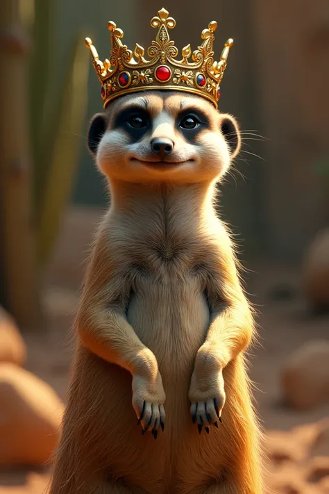 Meerkat with crown rapeando
