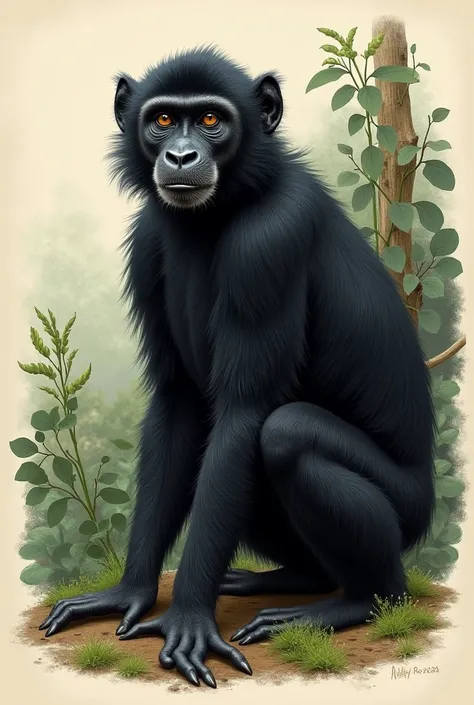 Black Saraguato monkey drawing
