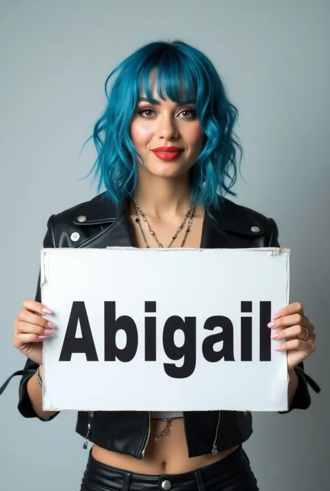 Karol G with a sign that says " Abigail "