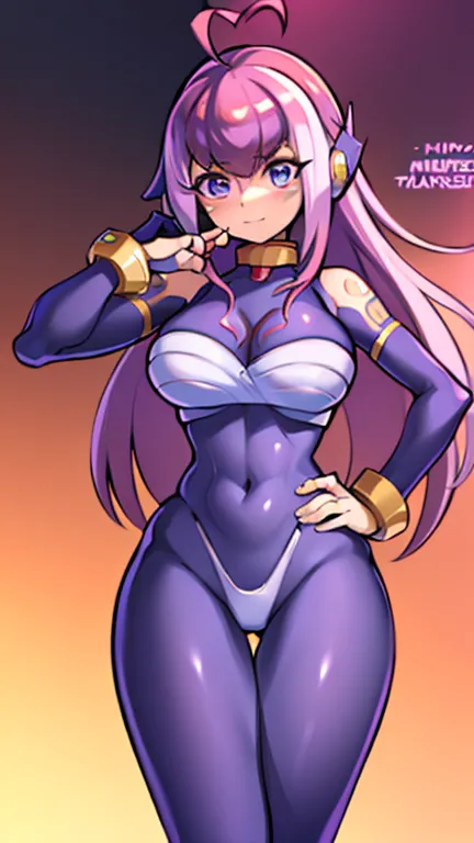 {{masterpiece, ultra-high quality, ultra detailed,}} 1girl, Ironmouse, Vtuber, demon girl, pink and purple hair, flirty, Maverick Hunter HQ, Mission Control Chair and headset, professional art, Reploid, robot girl, seductive pose, - extra fingers, -extra l...