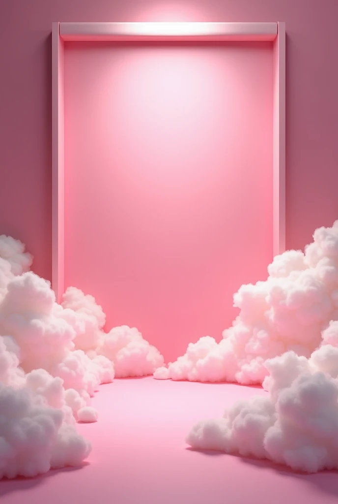 Photo studio pink background with clouds (But show the image as backstage not immersed in the background)