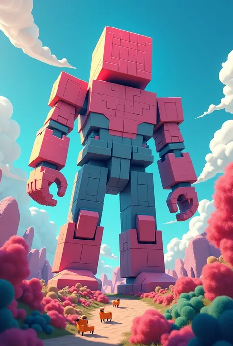 A giant Robloxian character 